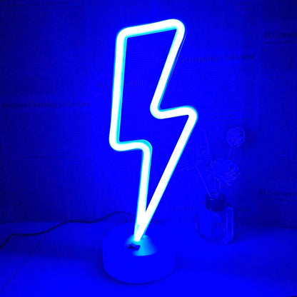 Lightning Bolt Neon Sign - Flameless LED Night Light for Bedroom, Cool Running Neon Style Lamp with No Glass