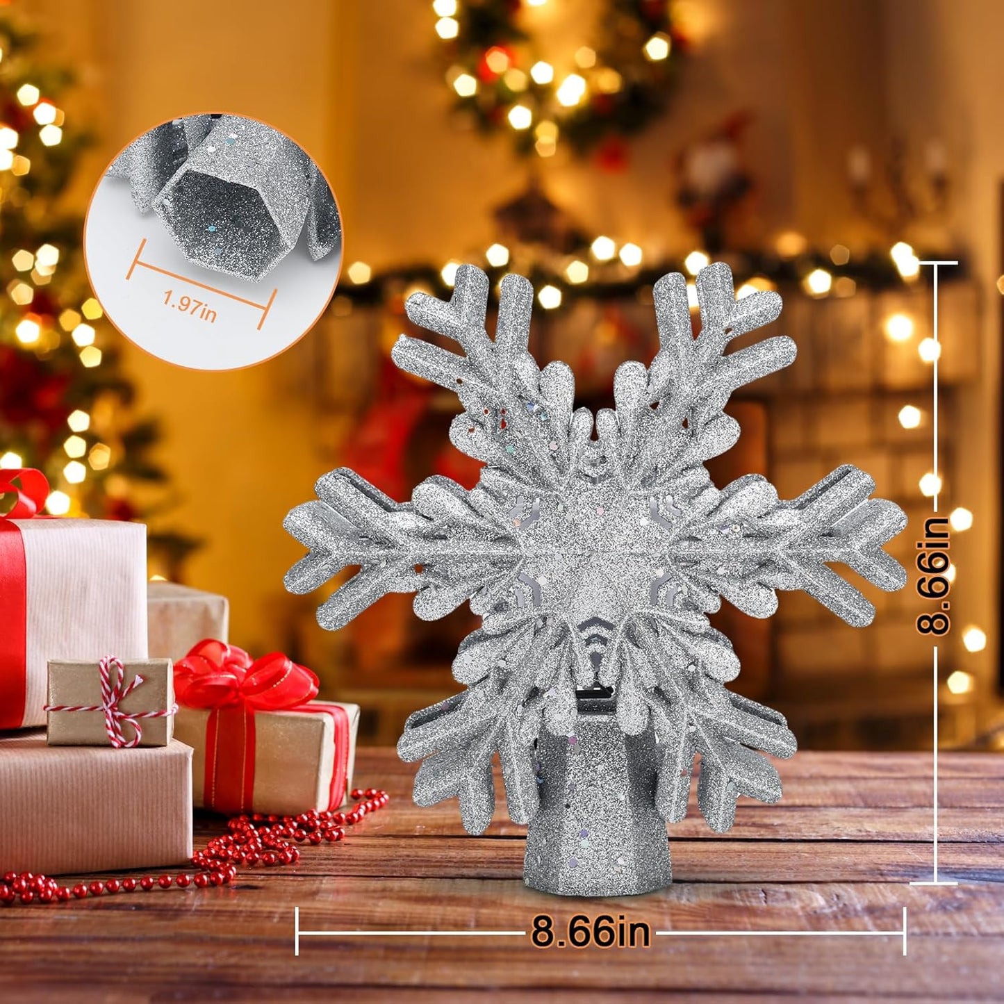 LightOfTree Animated Snowflake Topper – Bedroom & Living Room Ambience Decor, Hollow LED Projector for Xmas