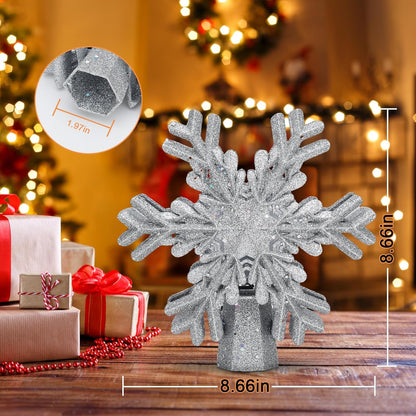 LightOfTree Animated Snowflake Topper – Bedroom & Living Room Ambience Decor, Hollow LED Projector for Xmas