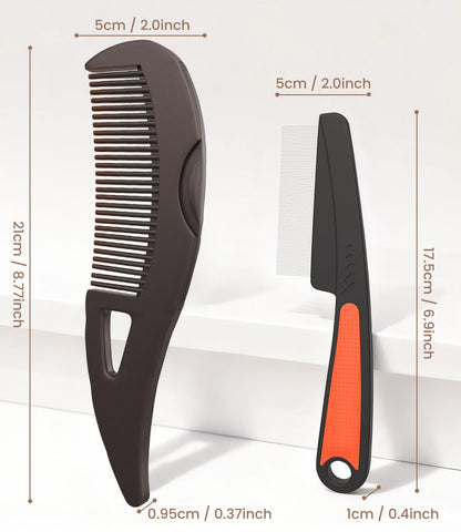 lightweight 2.75oz per comb, dimensions 8.36" x 2" x 0.25", designed to fit shower caddies and travel kits