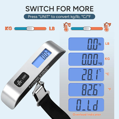 lightweight handheld suspension-scale form factor for hanging bags