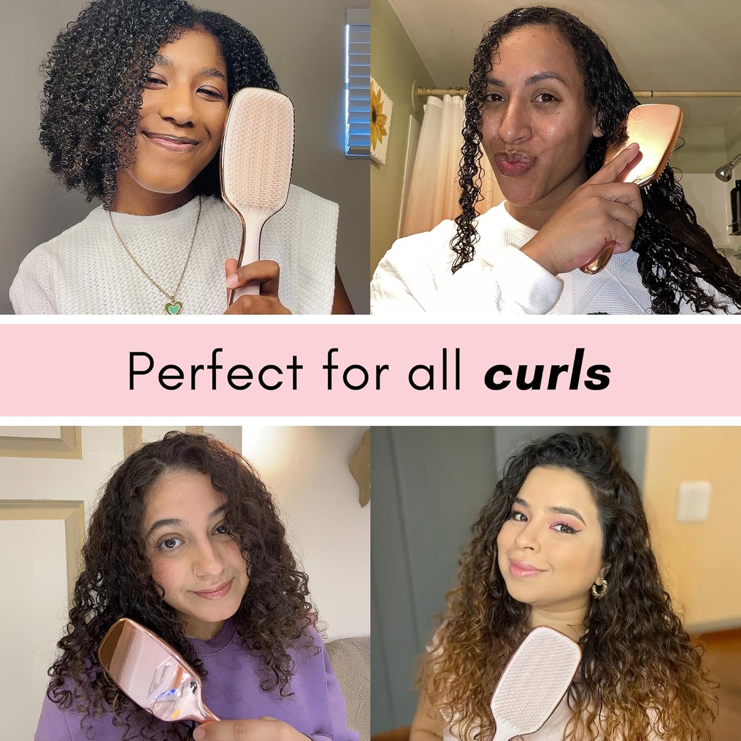 Lily England Detangling Brush for Curly Hair - Gentle Scalp Care Essential for Self-Care Night Routine, Pain-Free Styling