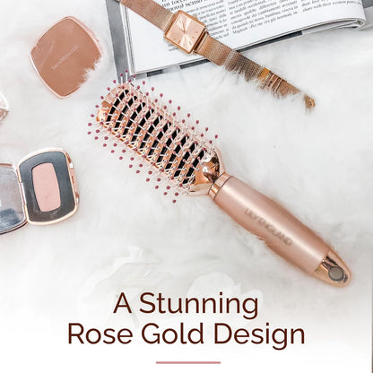 Lily England Vented Hair Brush for Blow Drying - Premium Rose Gold Detangling Brush Crafted for Salon-Quality Blowouts at Home