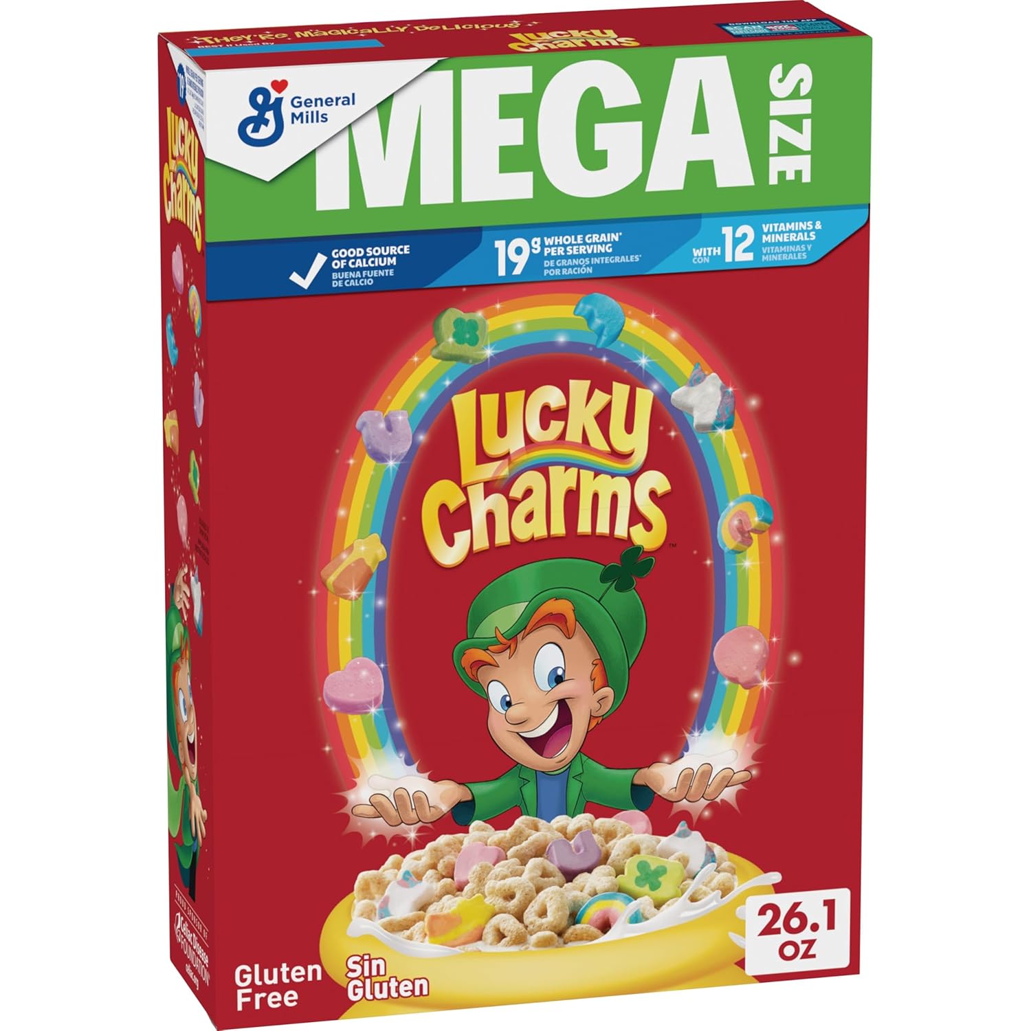 limited edition jumbo rainbow marshmallow pieces added to the classic 8-shape lineup (hearts, stars, horseshoes, clovers, blue moons, unicorns, rainbows, red balloons)