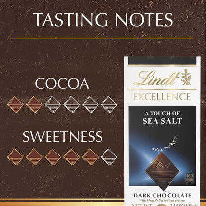 Lindt Excellence Sea Salt Bar 12-Pack – Clean, Slim Dark Chocolate Bar for the Uncluttered Pantry