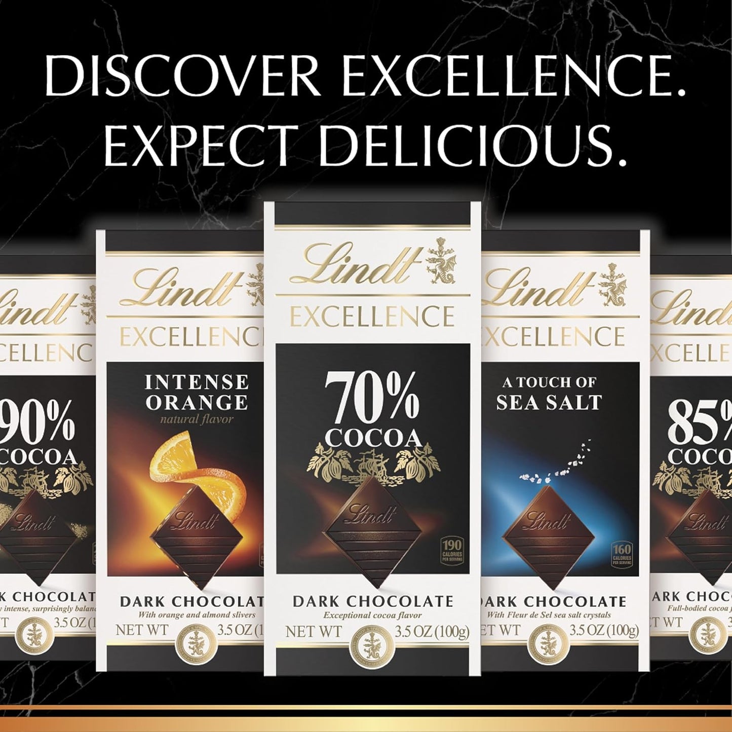 Lindt Excellence Sea Salt Bar 12-Pack – Clean, Slim Dark Chocolate Bar for the Uncluttered Pantry