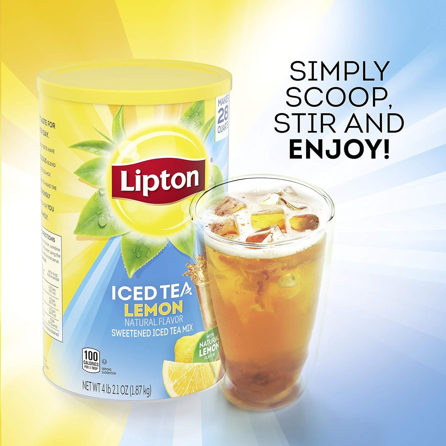 Lipton Lemon Sweetened Iced Tea Mix – Camping and Cookout Drink Supply, 56 Quarts of Easy Mix Lemonade Tea