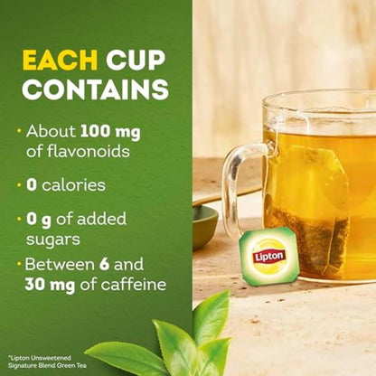 Lipton Signature Blend Green Tea Bags – Clean Pantry Essential, Simple Ingredients at 99.5% Water