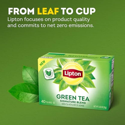 Lipton Signature Blend Green Tea Bags – Clean Pantry Essential, Simple Ingredients at 99.5% Water