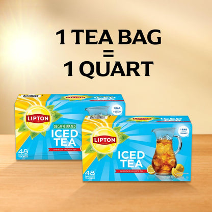 Lipton Unsweetened Iced Tea Bags – Bulk Decaf Pitcher Brew for Backyard BBQs and Summer Cookouts, 48 Quart