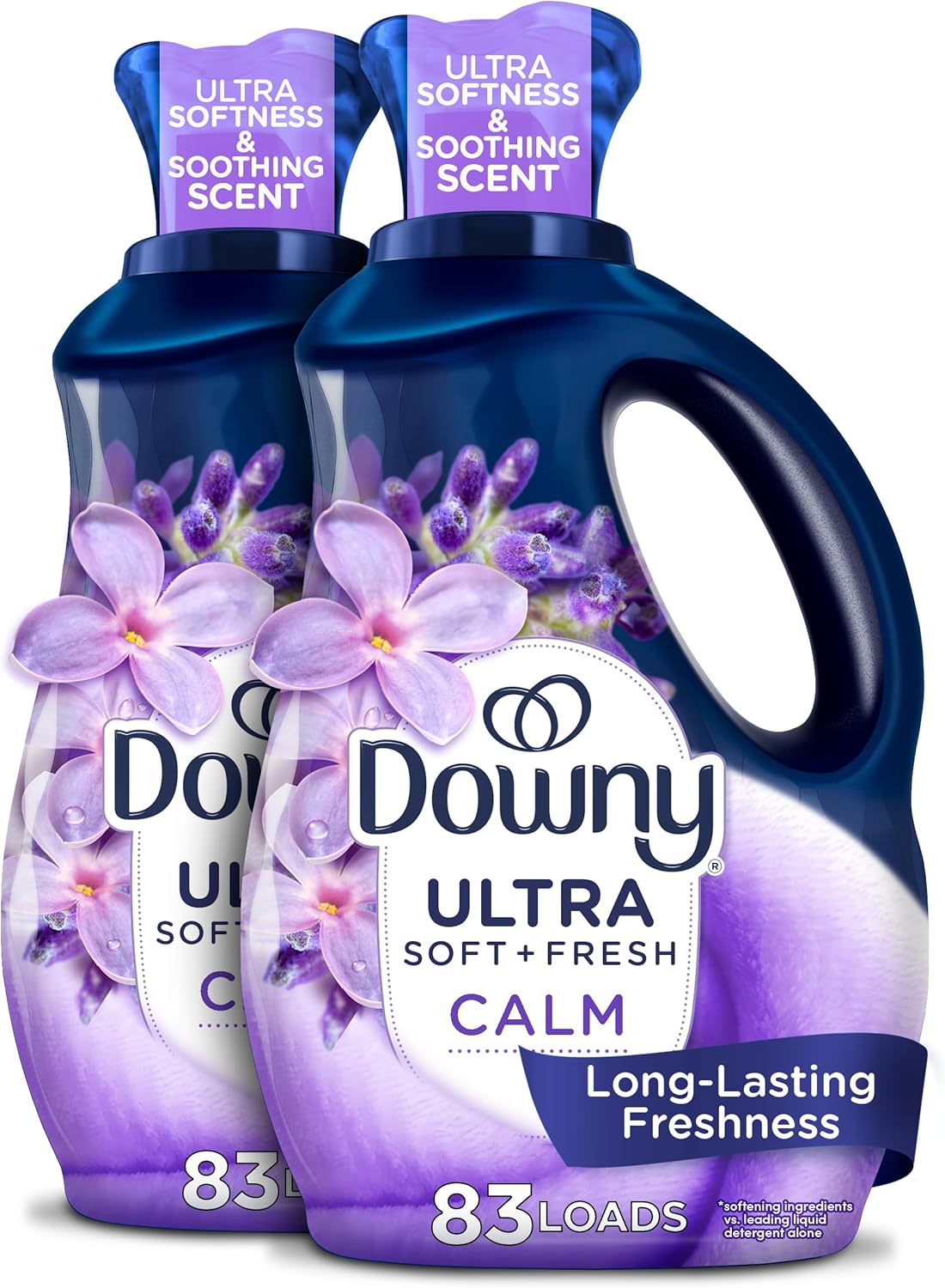 liquid fabric softener with 4x softening ingredients vs. leading liquid detergent
