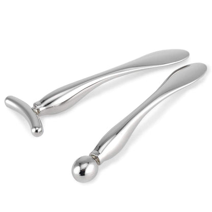 LISAPACK 2PCS Metal Eye Cream Applicator Wand Stick, Massager Tool for Facial Massage, Reduce Puffiness (Silver)