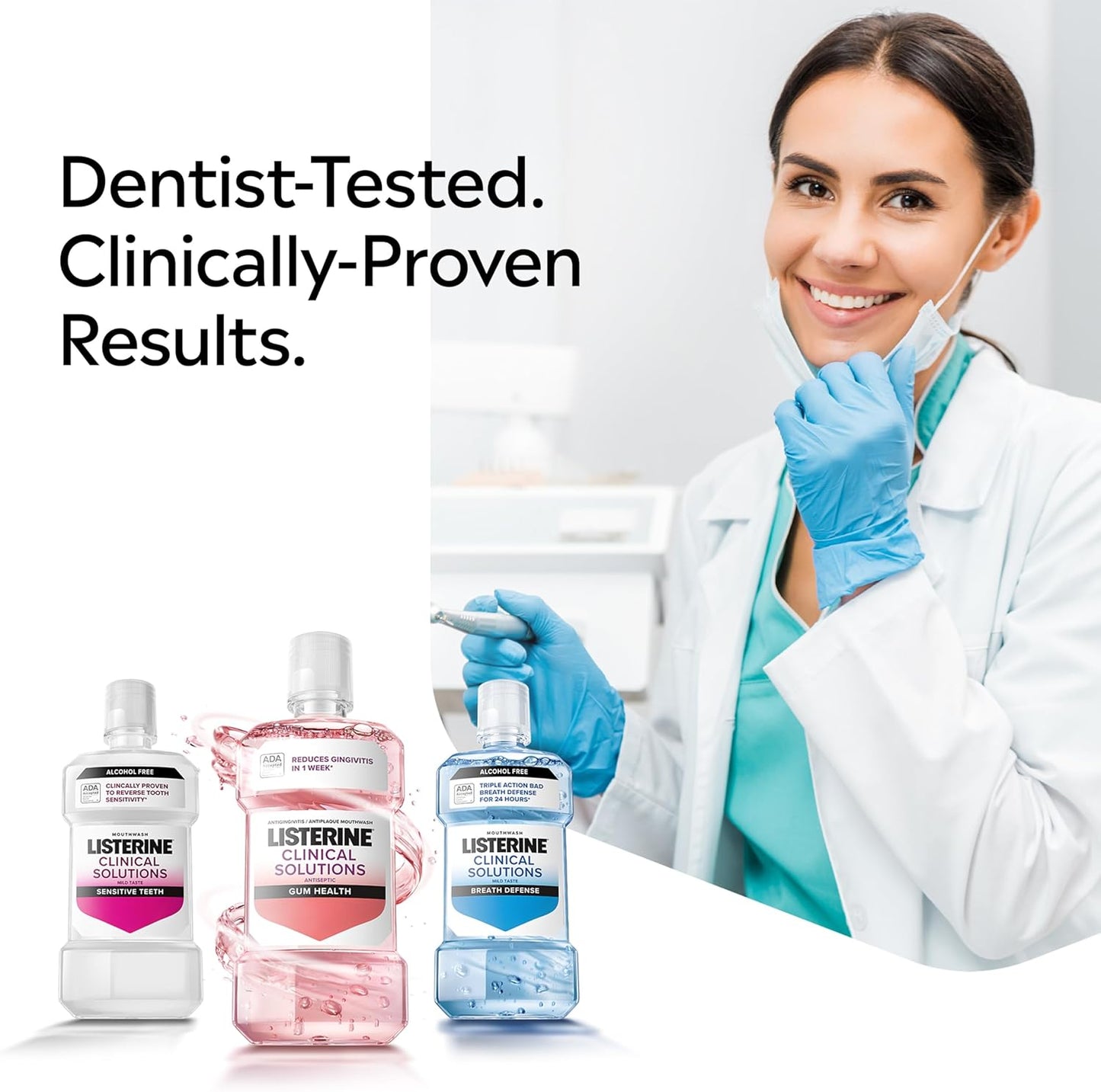 Listerine Clinical Solutions Breath Defense – Alcohol-Free Rinse Eliminating Dryness & Burning Sensation
