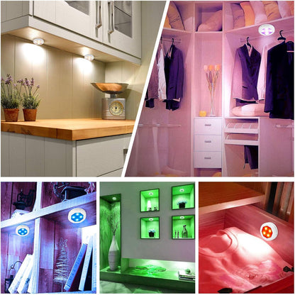Litake Minimalist LED Puck Lights 3-Pack, Clean Round Stick On Lighting for Uncluttered Kitchen Under Cabinet and Halloween Touch