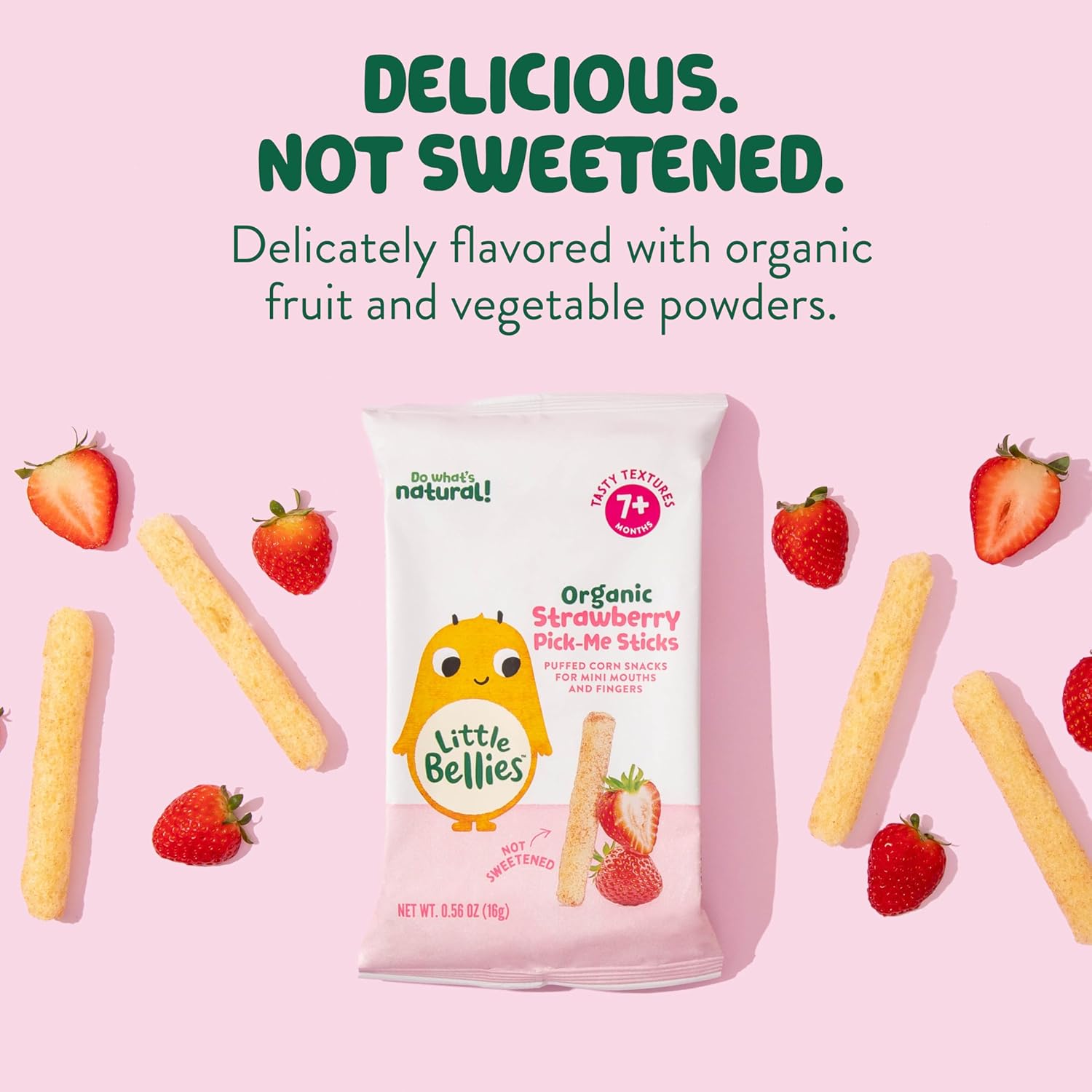 Little Bellies Organic Strawberry Pick-Me Sticks – Portable Snack Pack for Stroller Outings and Errands