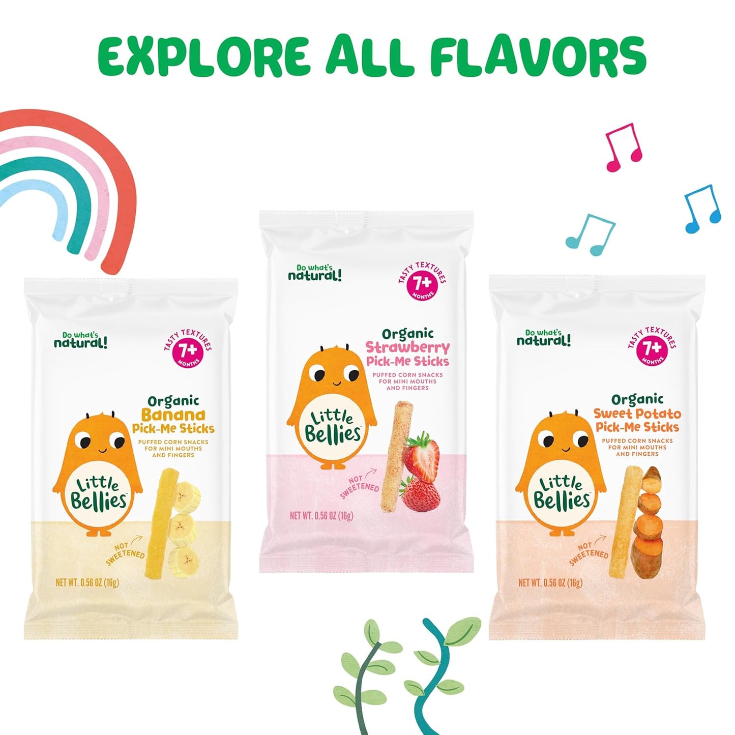 Little Bellies Organic Strawberry Pick-Me Sticks – Portable Snack Pack for Stroller Outings and Errands