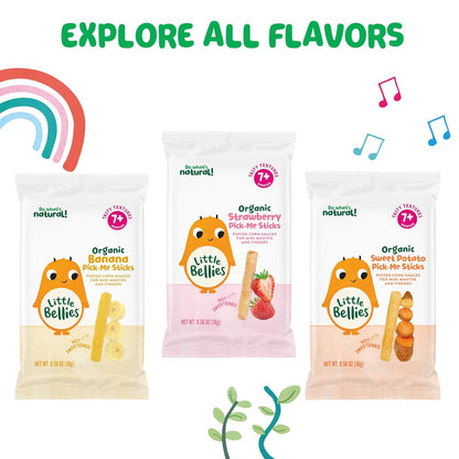 Little Bellies Organic Strawberry Pick-Me Sticks – Portable Snack Pack for Stroller Outings and Errands