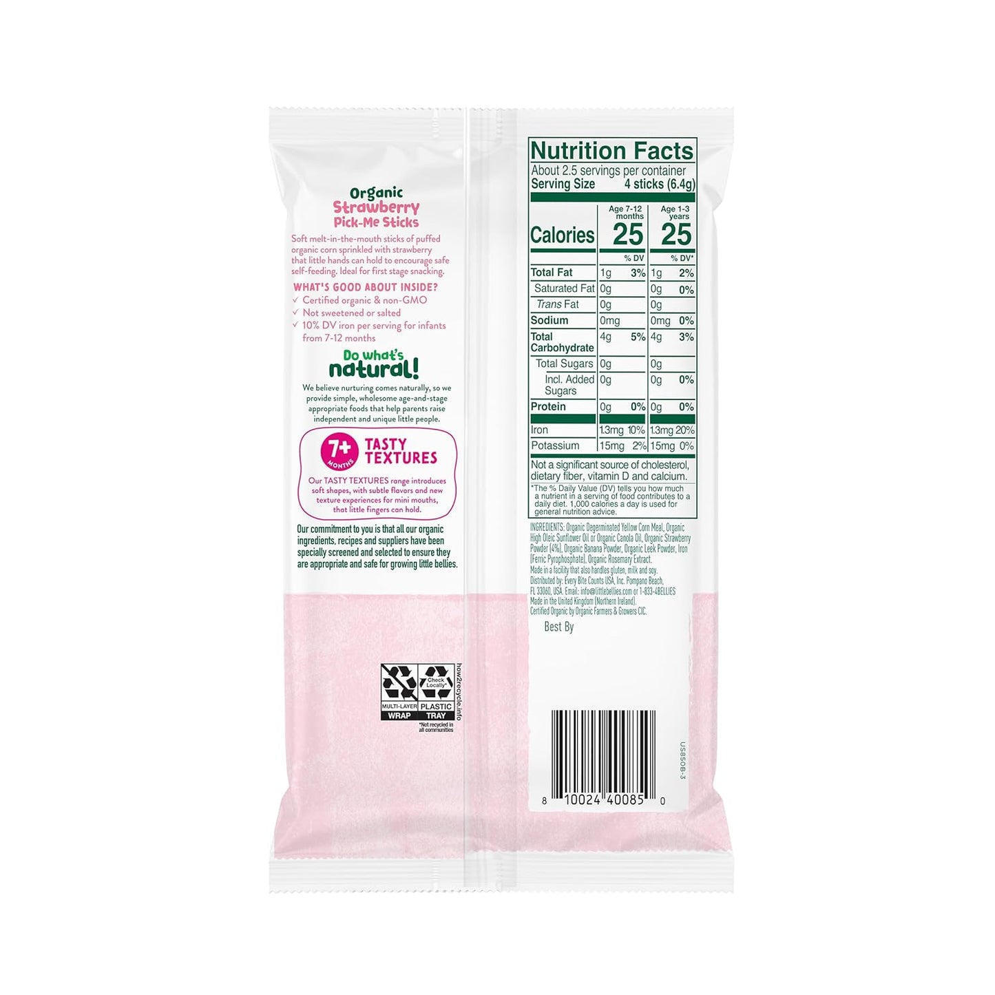 Little Bellies Organic Strawberry Pick-Me Sticks – Portable Snack Pack for Stroller Outings and Errands