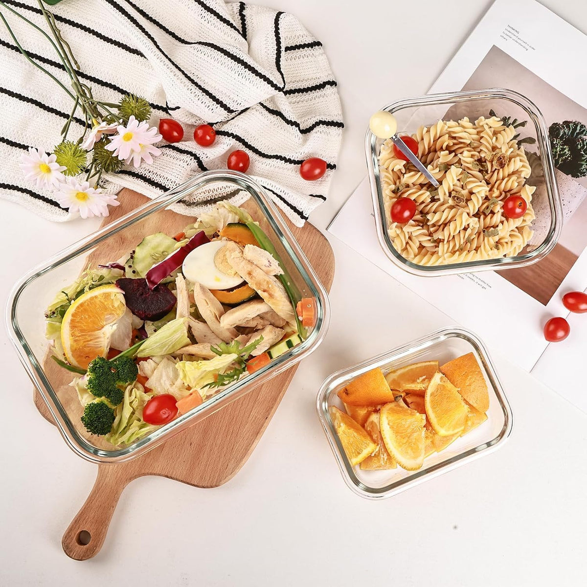 Liuruiyu BPA-Free Rectangular Glass Storage Set – Transparent Bento Boxes for Intentional Kitchen Organization