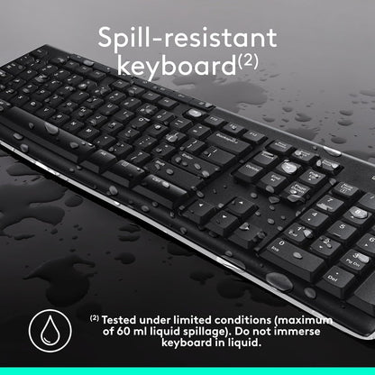 Logitech MK270 Wireless Keyboard and Mouse, Clutter Free Black Setup for Intentional Homes