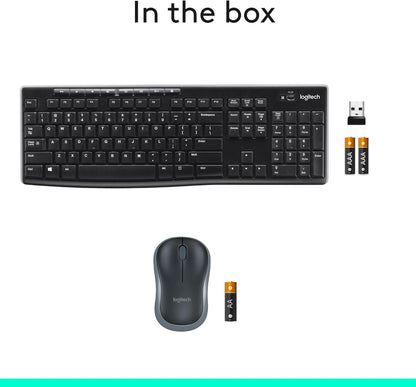 Logitech MK270 Wireless Keyboard and Mouse, Clutter Free Black Setup for Intentional Homes