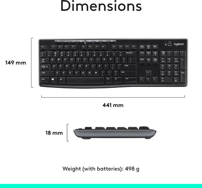 Logitech MK270 Wireless Keyboard and Mouse, Clutter Free Black Setup for Intentional Homes