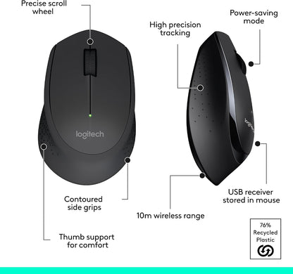 Logitech MK345 Ergonomic Wireless Combo – Palm Rest Keyboard and Optical Mouse for Focused Workdays, Plug-and-Play Productivity