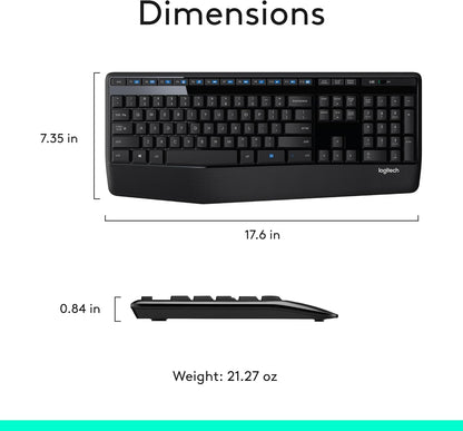 Logitech MK345 Ergonomic Wireless Combo – Palm Rest Keyboard and Optical Mouse for Focused Workdays, Plug-and-Play Productivity