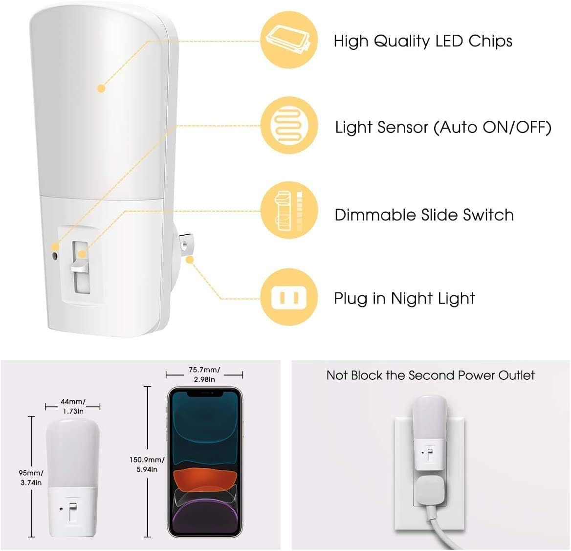 LOHAS Plug in Night Light Gift Set, 2 Pack Dimmable Dusk to Dawn LED for Housewarming and New Home