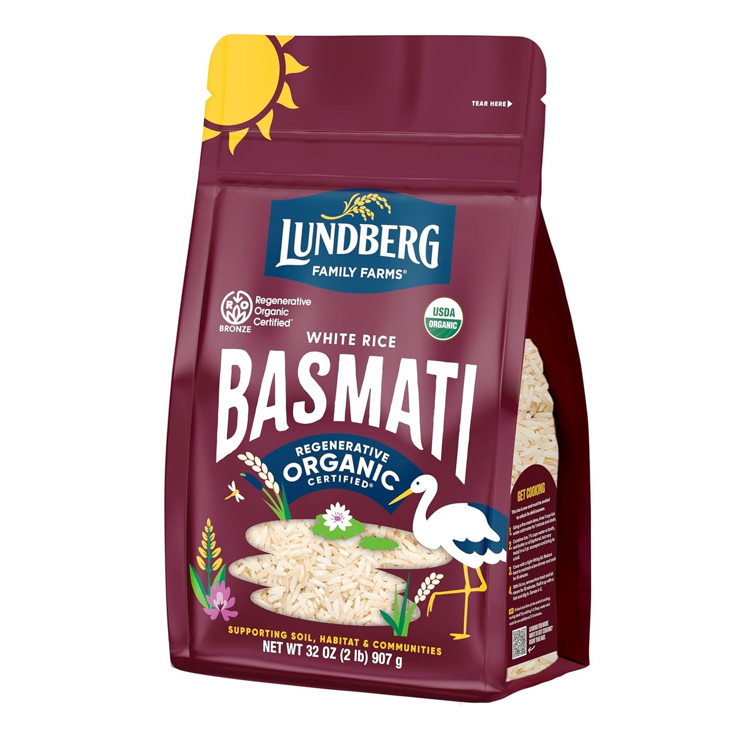 long, thin basmati grain engineered for non-clumping fluffy texture