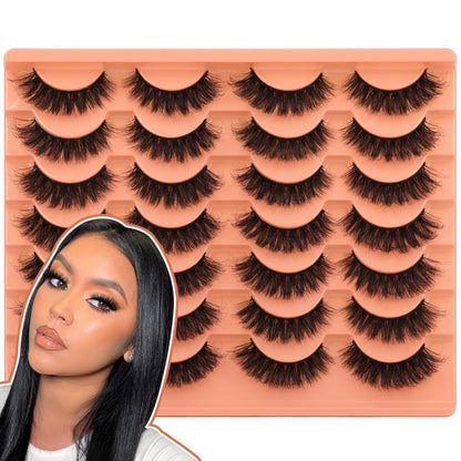 Losha Soft Faux Mink Lashes – Gentle, Skin-Friendly 14-Pair Set for Sensitive Eyes & Self-Care Days