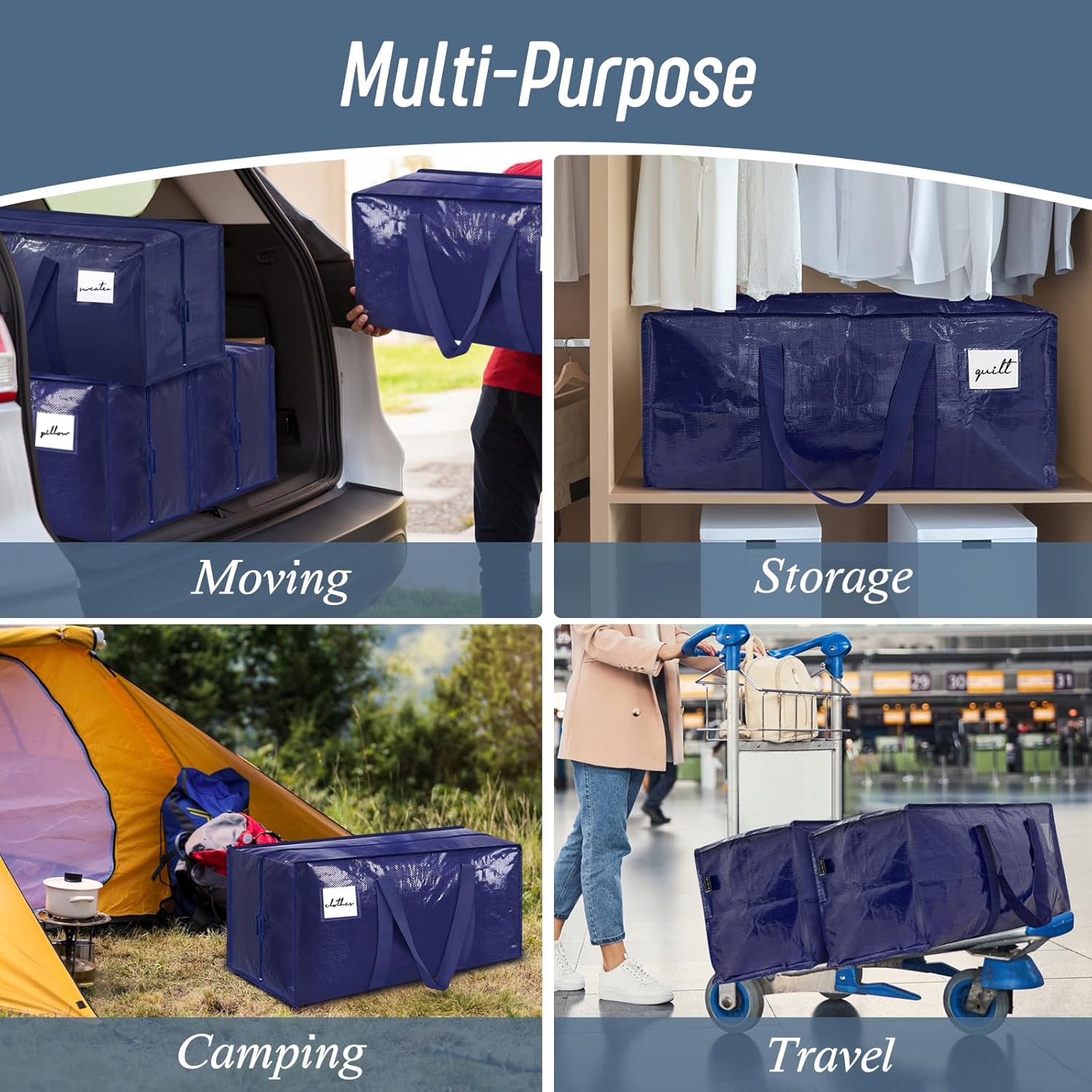 LotFancy Collapsible Moving Bags – Useful Holiday Gift for College Students Heading to Dorm, Heavy Duty Storage Solution