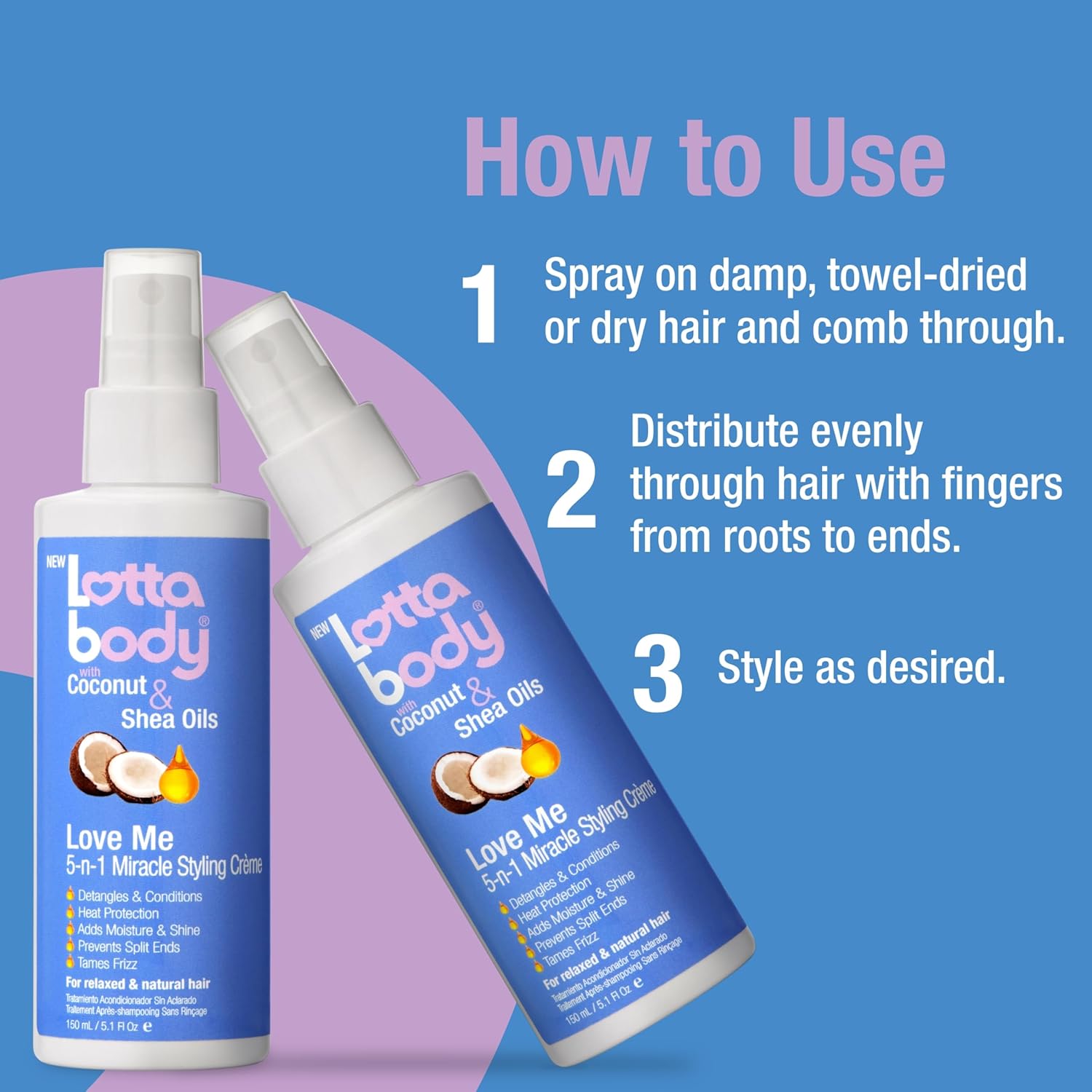 Lottabody Love Me 5-n-1 Leave-In Treatment Gentle Formula Mist for Sensitive Scalp & Color-Treated Hair