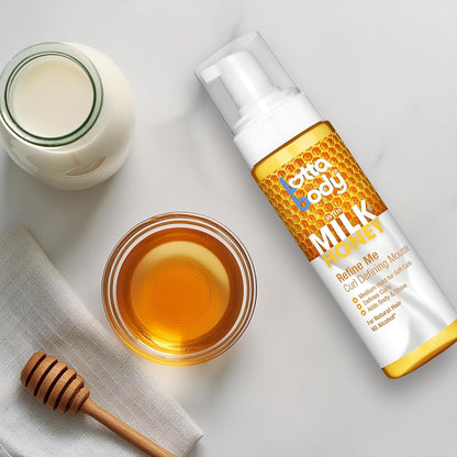 Lottabody Refine Me Curl Mousse with Milk & Honey – Humidity-Defying Wash and Go for Patio Days and Vacations, 7 oz