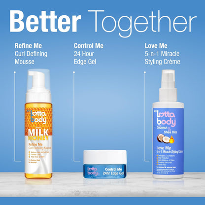 Lottabody Refine Me Curl Mousse with Milk & Honey – Humidity-Defying Wash and Go for Patio Days and Vacations, 7 oz