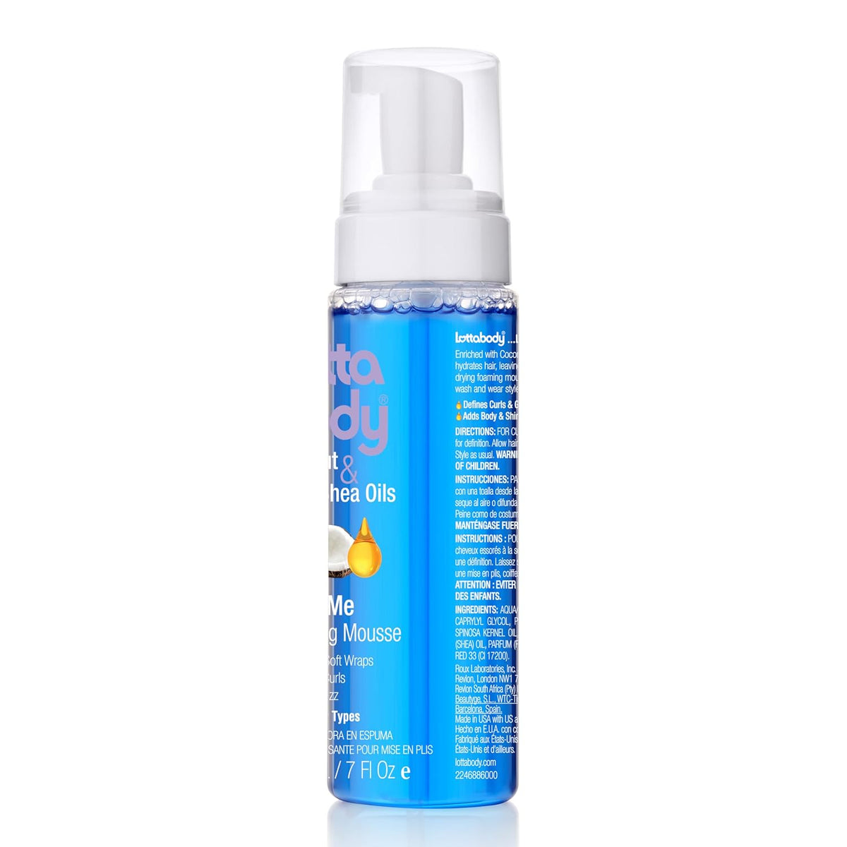 Lottabody Wrap Me Foaming Mousse – Intentional Haircare with Coconut and Shea in a Single Pump, 7 oz