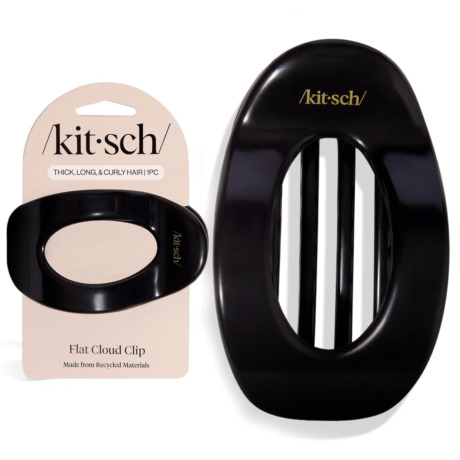 low-profile flat claw clip silhouette that sits flush against the head
