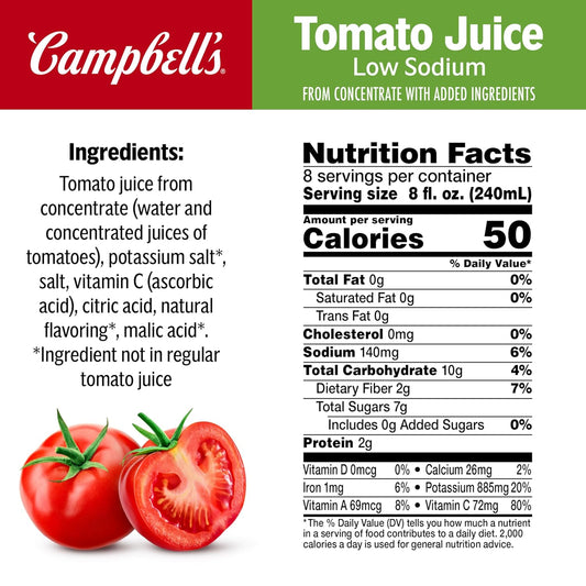 low sodium formulation with only 140mg per 8 fl oz serving