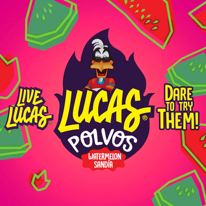 Lucas Powder Watermelon Flavored Candy – Nostalgic Stocking Stuffer and Holiday Gift for Mexican Candy Fans, 10 Pack