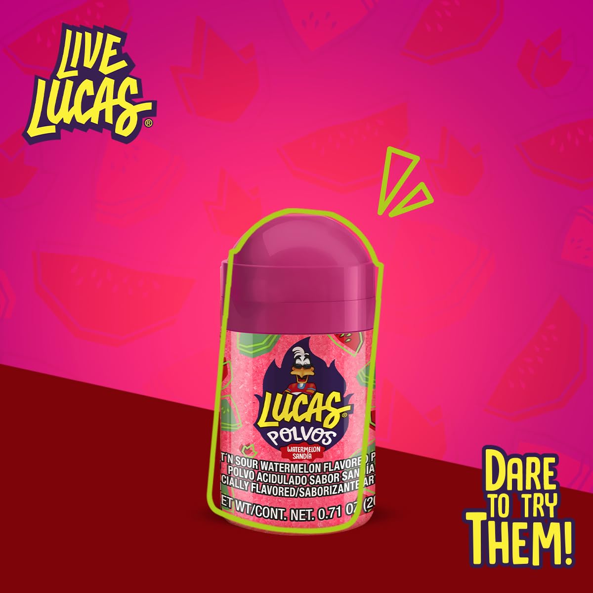 Lucas Powder Watermelon Flavored Candy – Nostalgic Stocking Stuffer and Holiday Gift for Mexican Candy Fans, 10 Pack