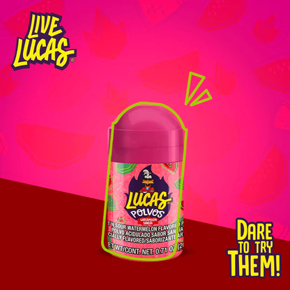 Lucas Powder Watermelon Flavored Candy – Nostalgic Stocking Stuffer and Holiday Gift for Mexican Candy Fans, 10 Pack