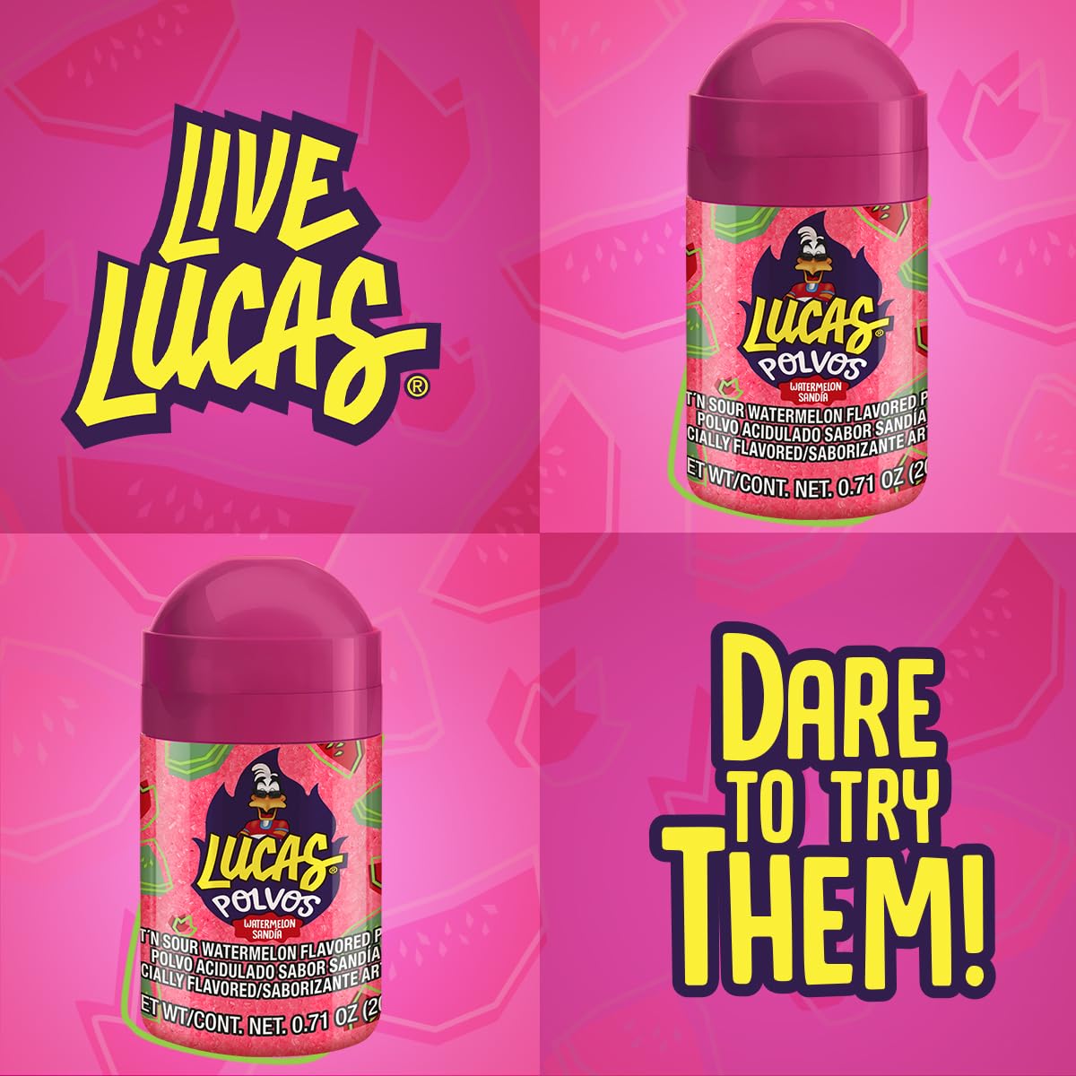 Lucas Powder Watermelon Flavored Candy – Nostalgic Stocking Stuffer and Holiday Gift for Mexican Candy Fans, 10 Pack