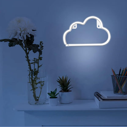 LUCIFER Cloud Neon Sign – Flameless Battery Powered LED Wall Light for Bedroom and Nursery, No Heat No Glass Child and Pet Safe Decor