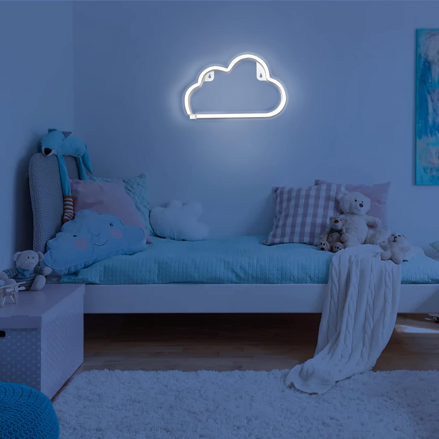 LUCIFER Cloud Neon Sign – Flameless Battery Powered LED Wall Light for Bedroom and Nursery, No Heat No Glass Child and Pet Safe Decor