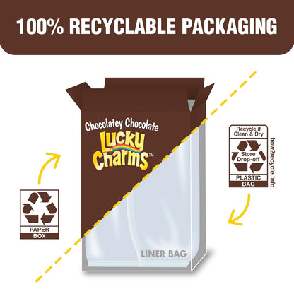 Lucky Charms Chocolatey Chocolate Cereal with Marshmallows – Quick Grab-and-Go Family Breakfast Cereal for Busy School Mornings, 10.6 oz
