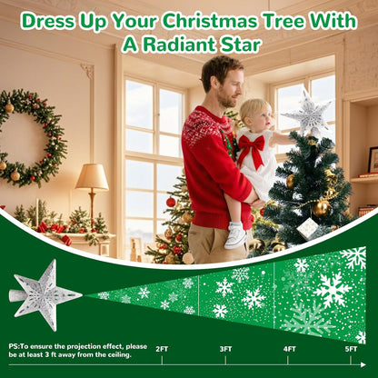 Lumabelle 3D Glitter Star Tree Topper – Safe No-Flame Holiday Decor for Children's Bedroom and Family Christmas Setup