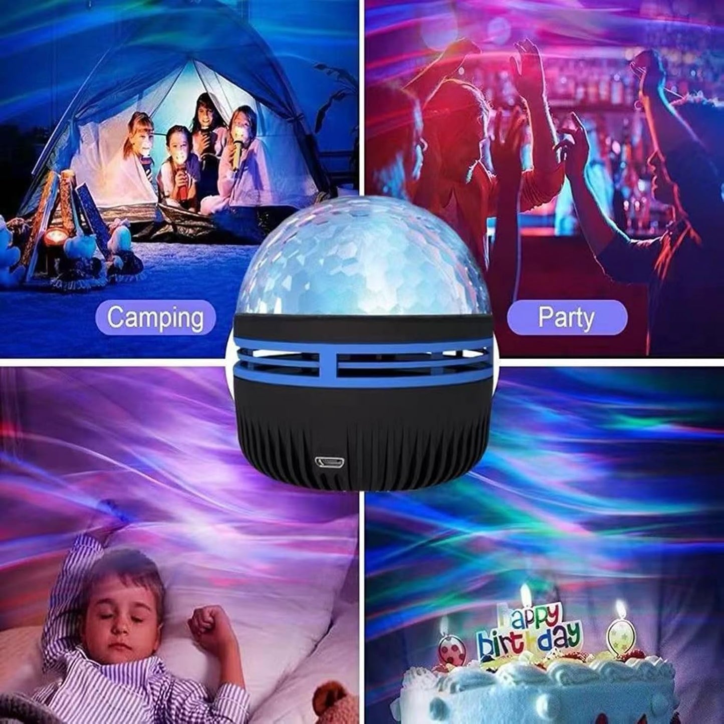 LUMENA 2 in 1 Night Light Projector – Housewarming Gift for Couples, RGB Aurora and Ripple Lamp for Living Room and Bedroom Decor