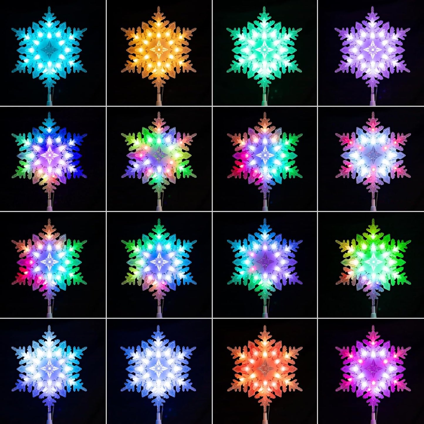 Lumichain RGB Snowflake Tree Topper – Customizable Holiday Accent for Cozy Family Room Aesthetic