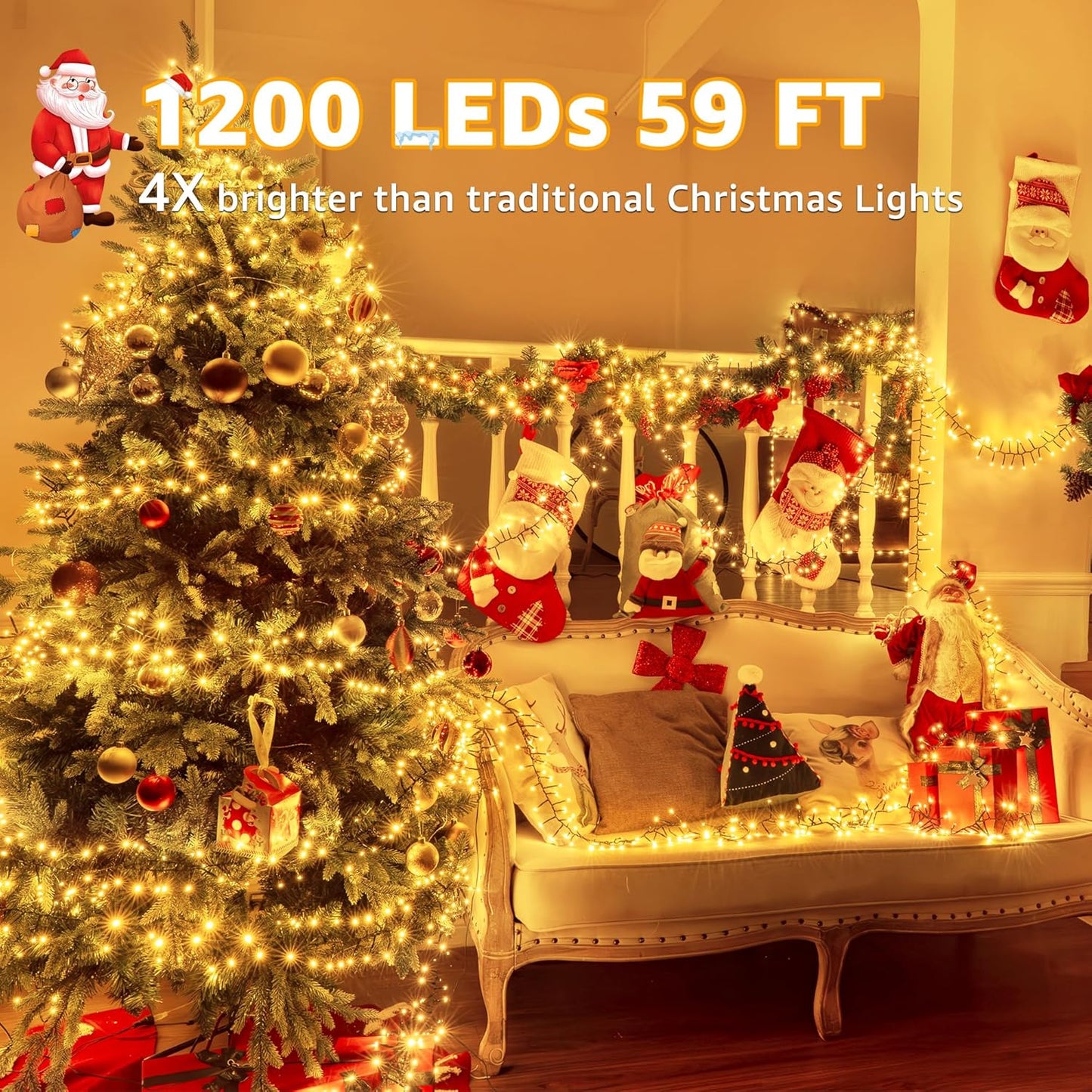 Lumicharm Cluster Lights 59ft – Thoughtful Housewarming Gift for Her with Warm White Glow and Remote