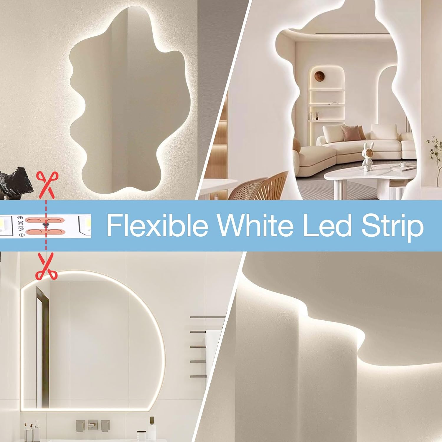 Lumichoice AuraGlow LED Strip Lights – Clean Line Under Cabinet Lighting, 8mm Slim Dimmable Tape for Intentional Minimal Spaces